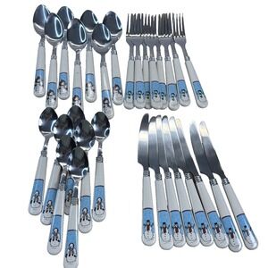 Snowmen Serenade II Flatware Stainless Steel 30 Piece Set Christmas Holiday